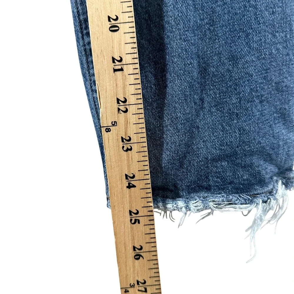 Agolde Willow High Rise Slim Straight Organic Jeans Distressed Raw Hem Womens 28